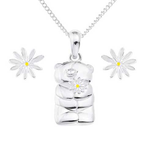 Forever Friends Silver Plated Pendant and Earring set